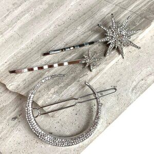 New~ Anthropologie Silver Astria Hair pin Set